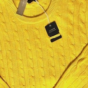 J.Crew Brand New (NWT) Men's 100% Cashmere Crewneck Yellow Sz Med. Yellow